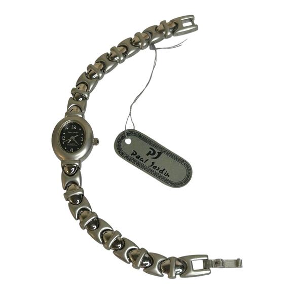 Womens Vintage Paul Jardin Silver Tone Quartz Watch Black Dial - Picture 8 of 8